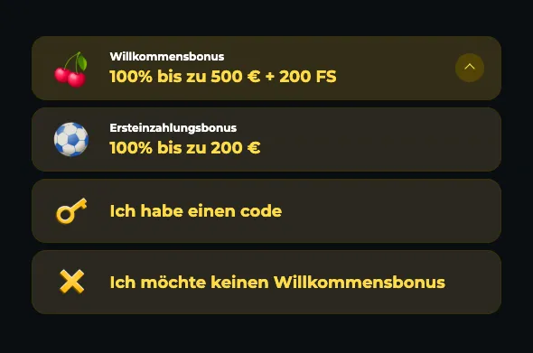 Boomerang Registrierungsboni