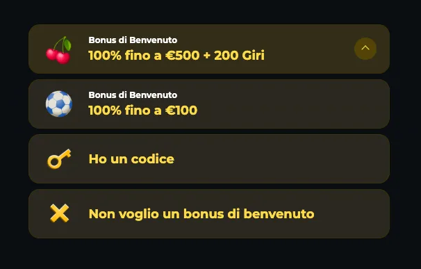 Bonus di registrazione Boomerang